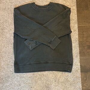 Zara Dark Gray Crewneck Sweater with Ribbed Cuffs